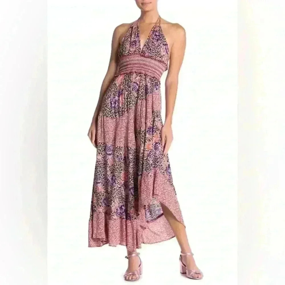 Free People Gabriella Halter Midi Dress Small